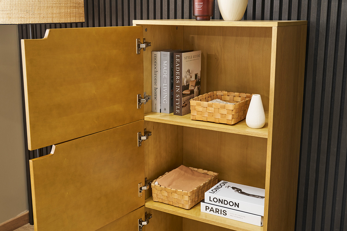 Buffet alto scandinavo in legno chiaro di hevea L60 cm LEENA
