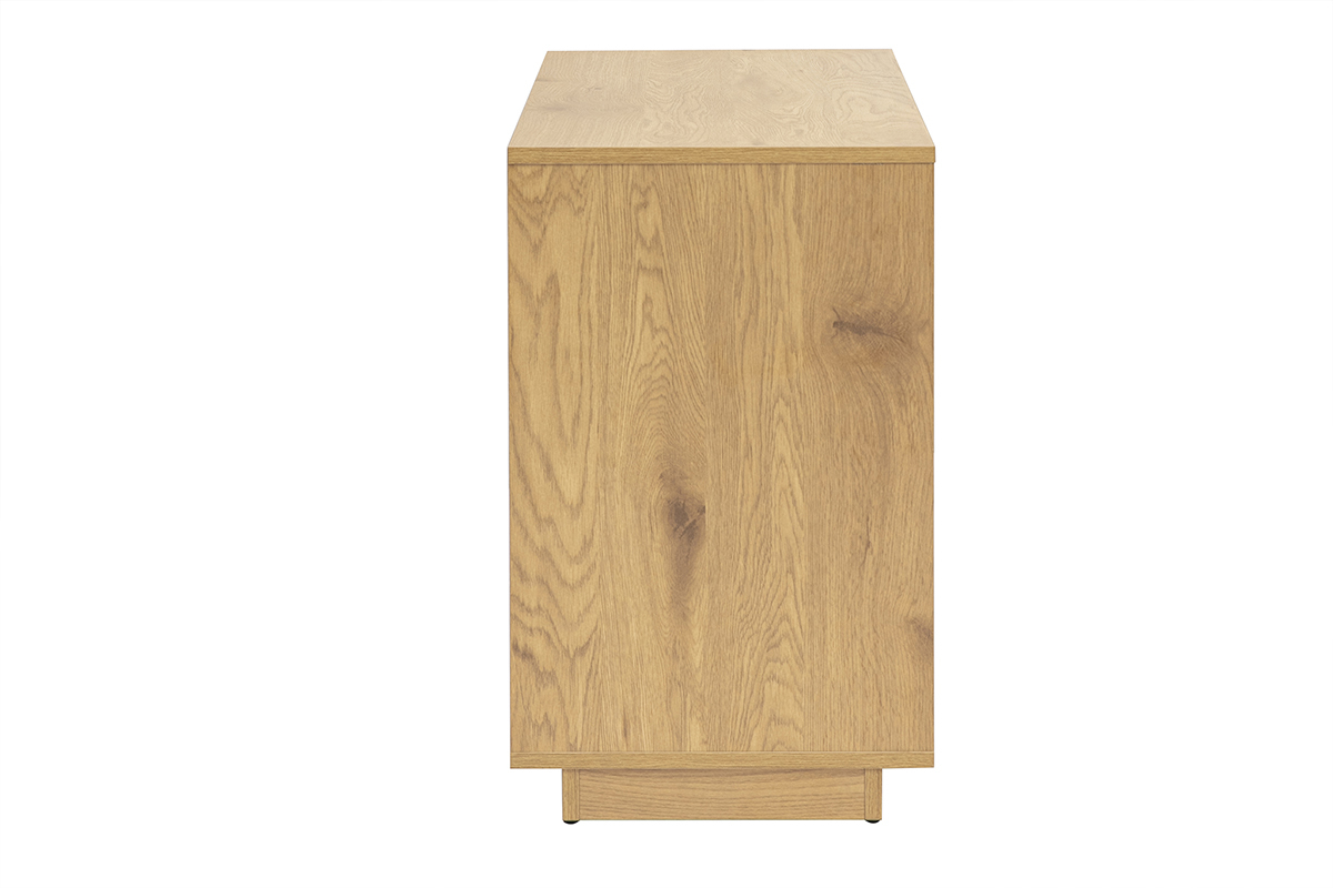 Buffet basso in legno chiaro di quercia, vista laterale