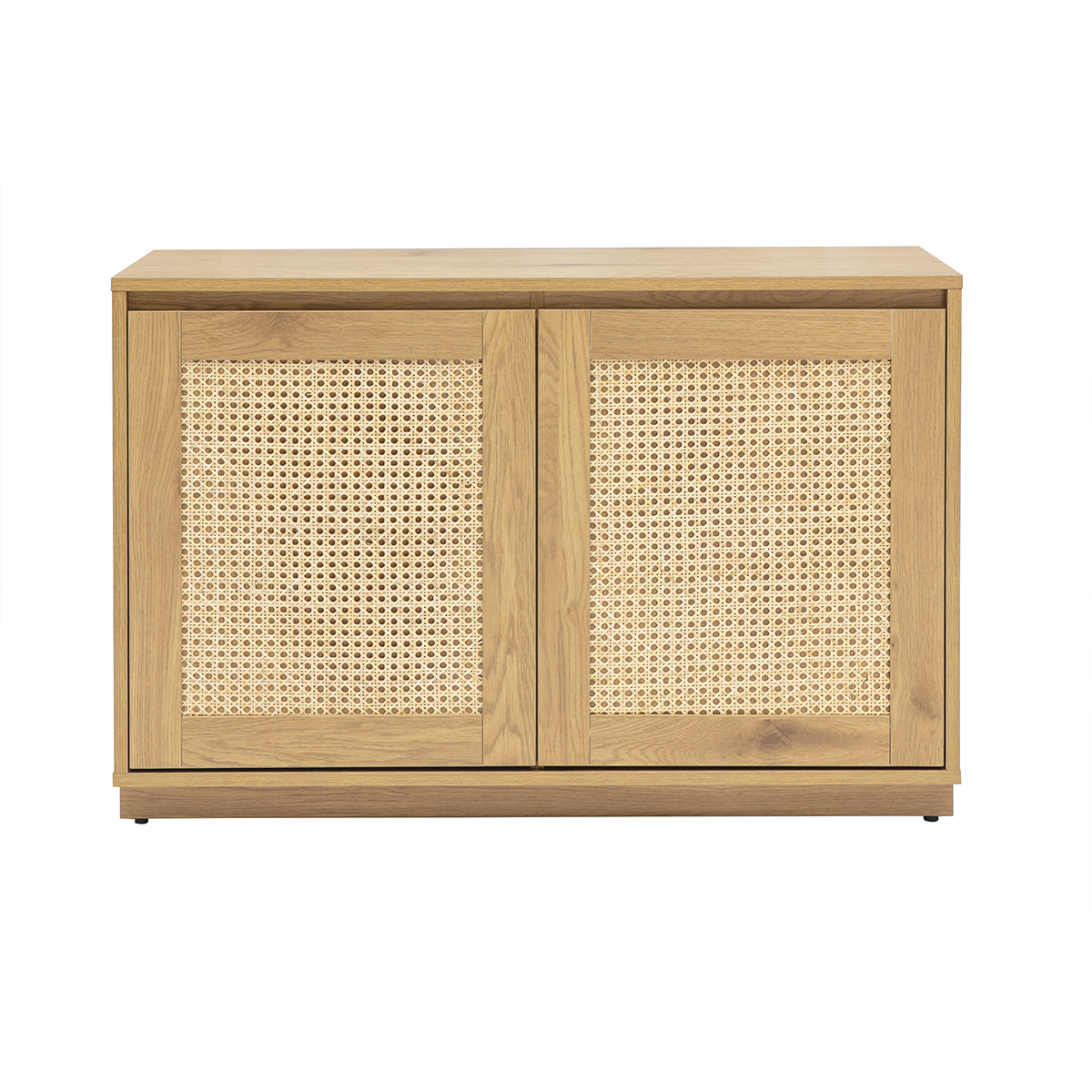 Buffet basso finitura legno chiaro quercia e intreccio di rattan L96 cm SEVILLE