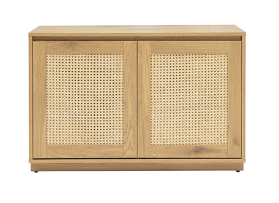 Buffet basso finitura legno chiaro quercia e intreccio di rattan L96 cm SEVILLE