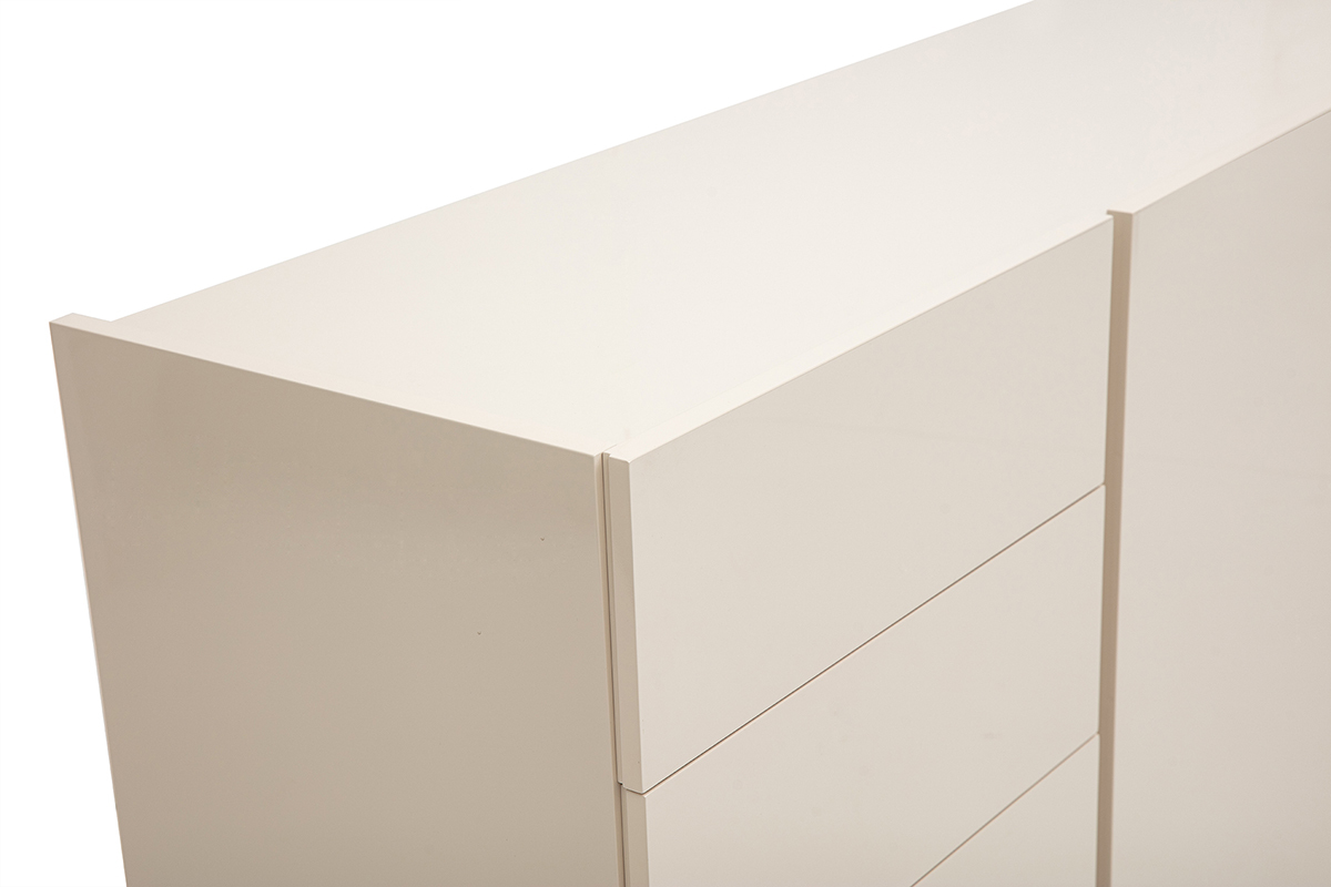 Buffett beige lucido con cassetti, vista ingrandita.