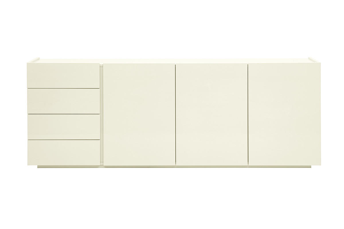 Buffet beige lucido 3 porte 4 cassetti L200 cm ISAURE