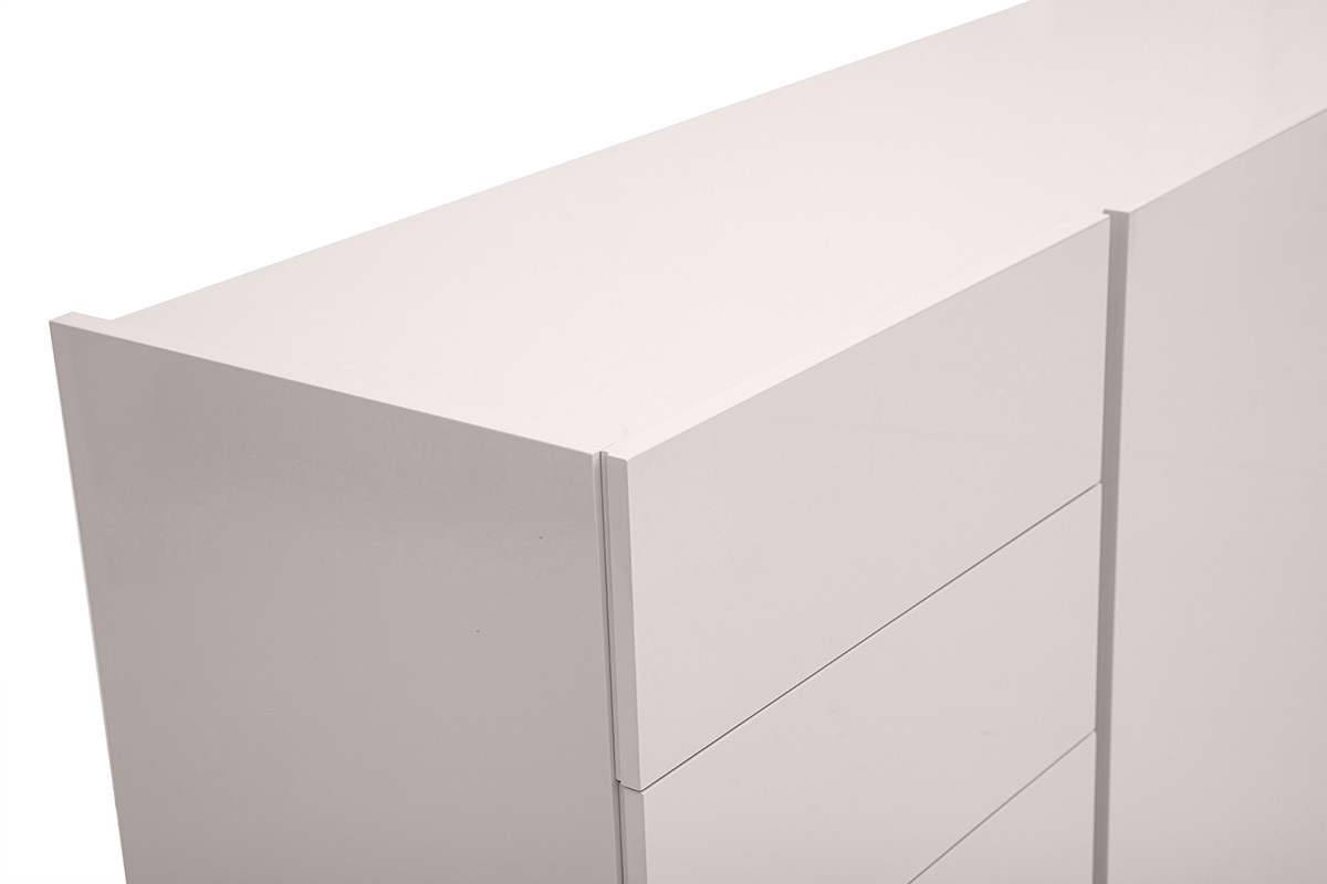 Buffet beige lucido 3 porte 4 cassetti L200 cm ISAURE