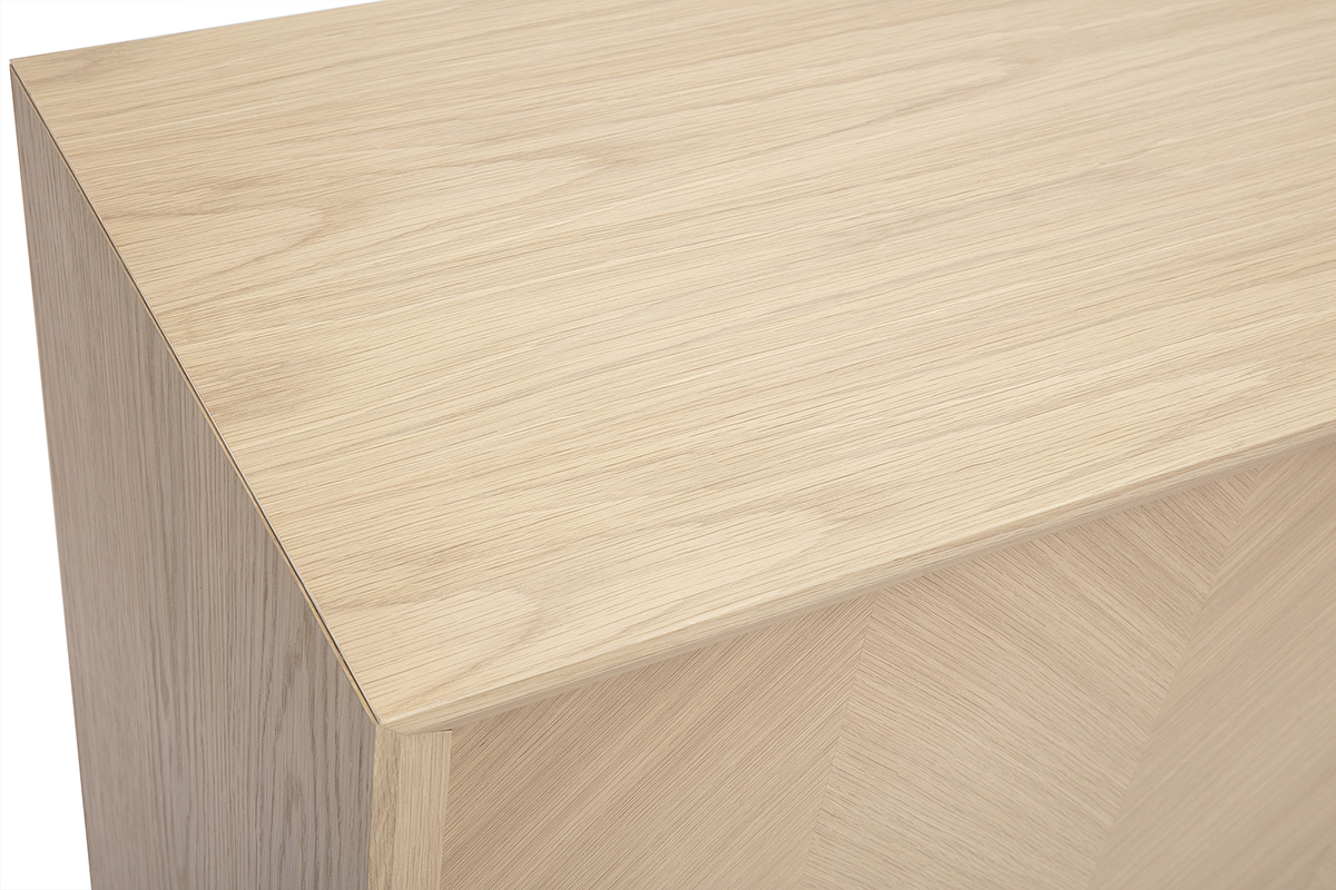 Buffet con motivi a spina di pesce in legno chiaro di rovere L160 cm ARROW