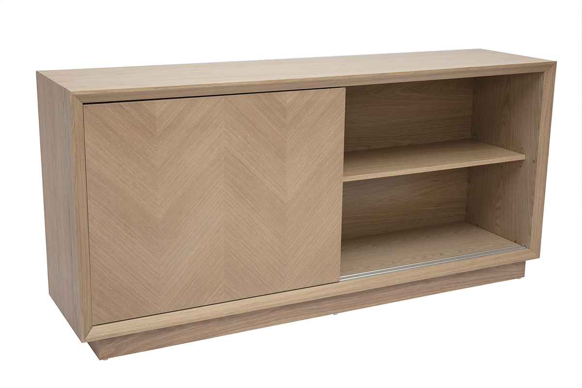 Buffet con motivi a spina di pesce in legno chiaro di rovere L160 cm ARROW
