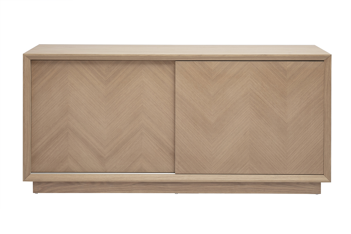 Buffet con motivi a spina di pesce in legno chiaro di rovere L160 cm ARROW