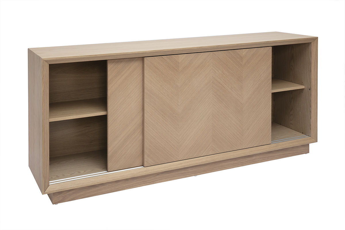 Buffet con motivi a spina di pesce in legno chiaro di rovere L160 cm ARROW