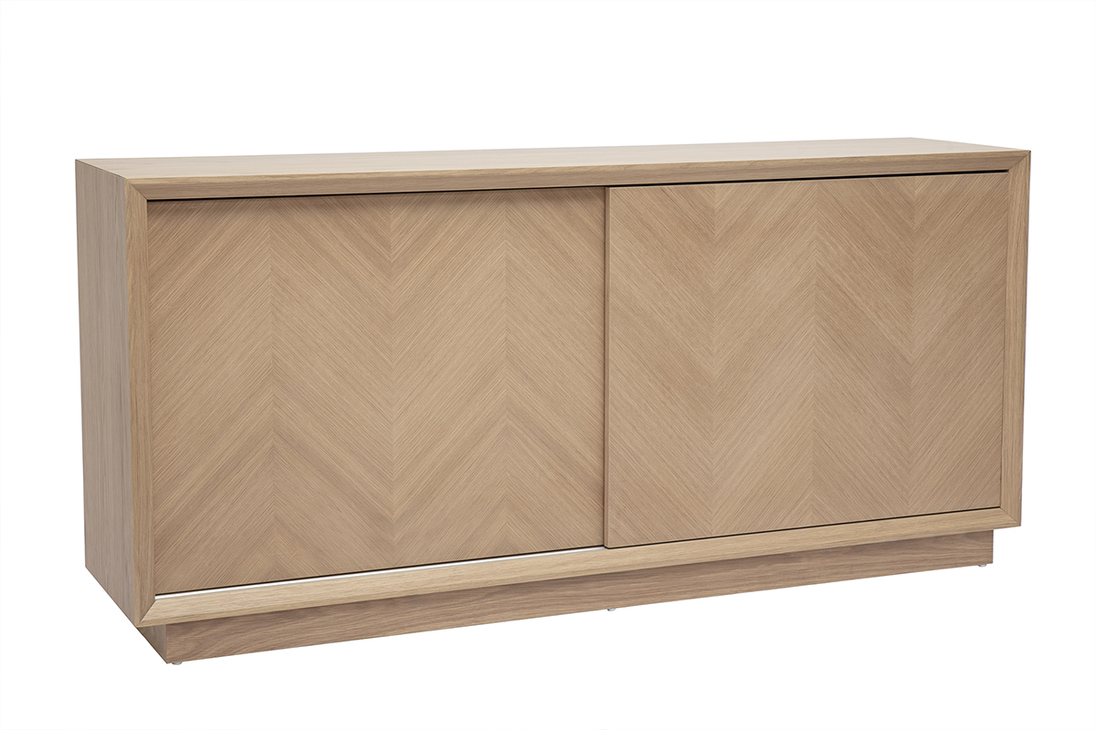 Buffet con motivi a spina di pesce in legno chiaro di rovere L160 cm ARROW