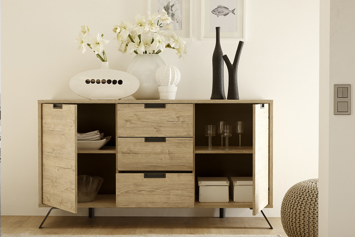 Buffet design 2 ante 3 cassetti quercia ORIGIN