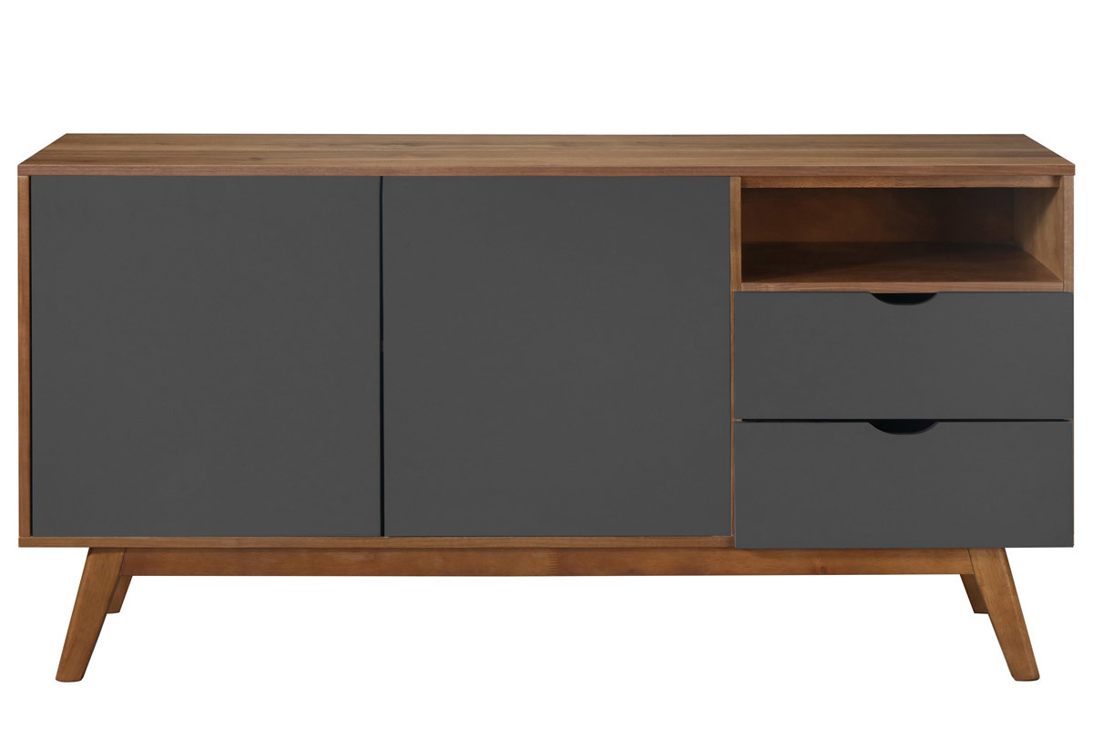 Buffet design grigio antracite e noce NEELA