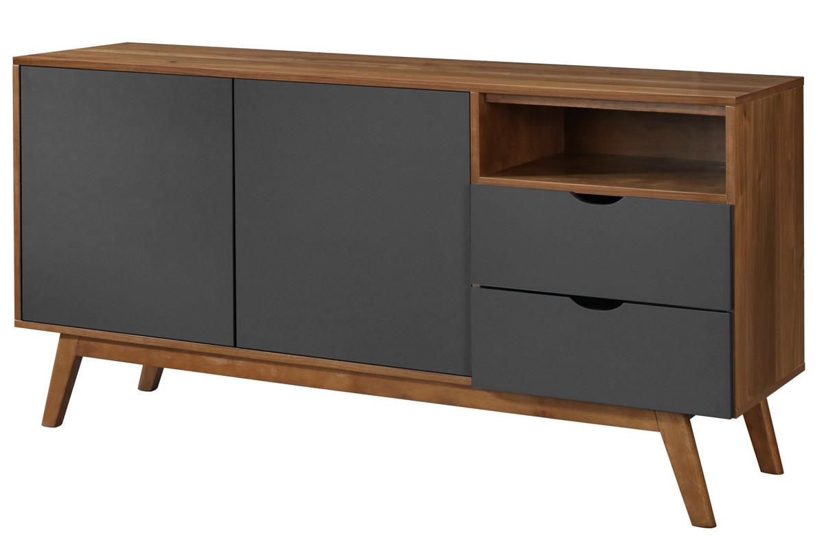 Buffet design grigio antracite e noce NEELA