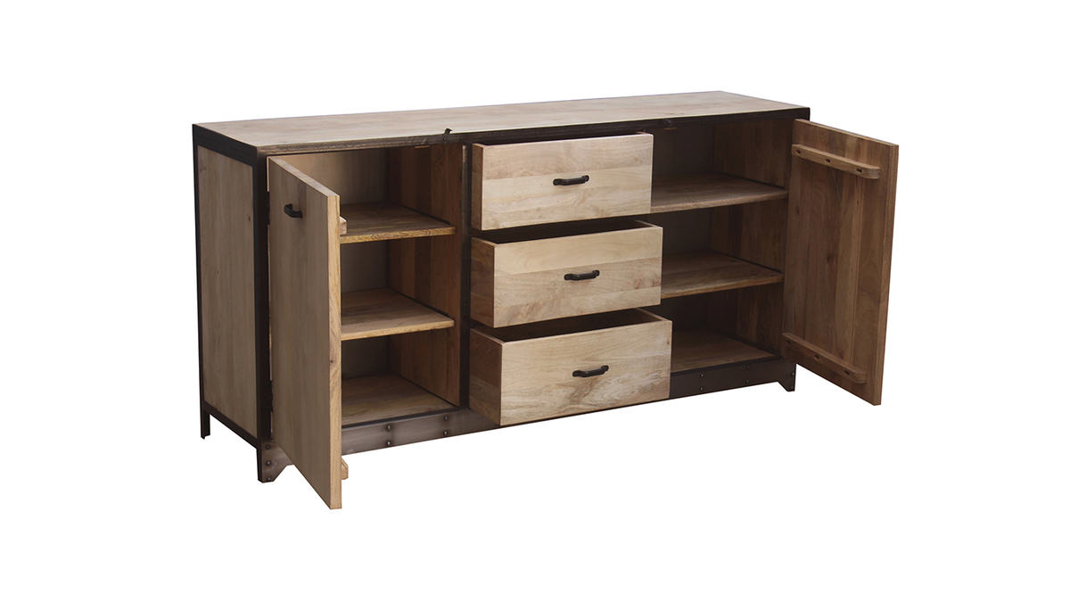 Buffet design industriale 160 cm legno massiccio INDUSTRIA