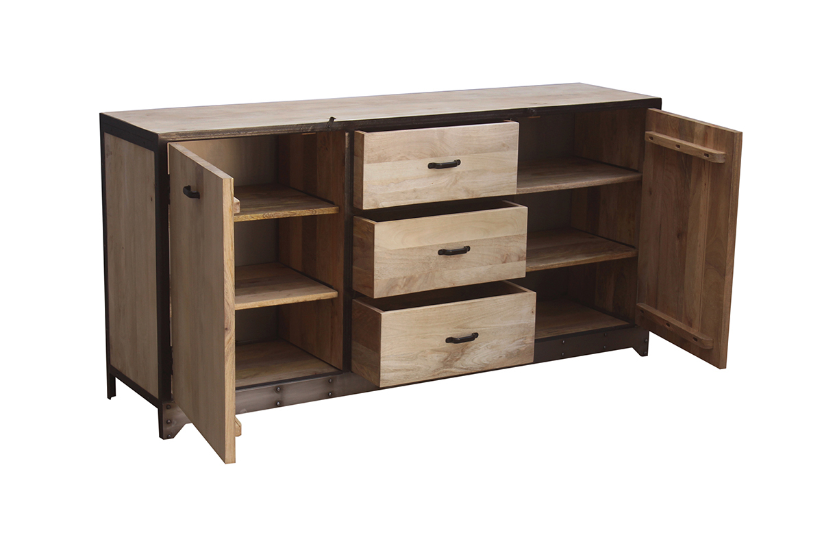 Buffet design industriale 160 cm legno massiccio INDUSTRIA
