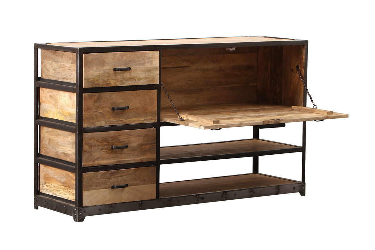 Buffet design industriale legno massiccio INDUSTRIA