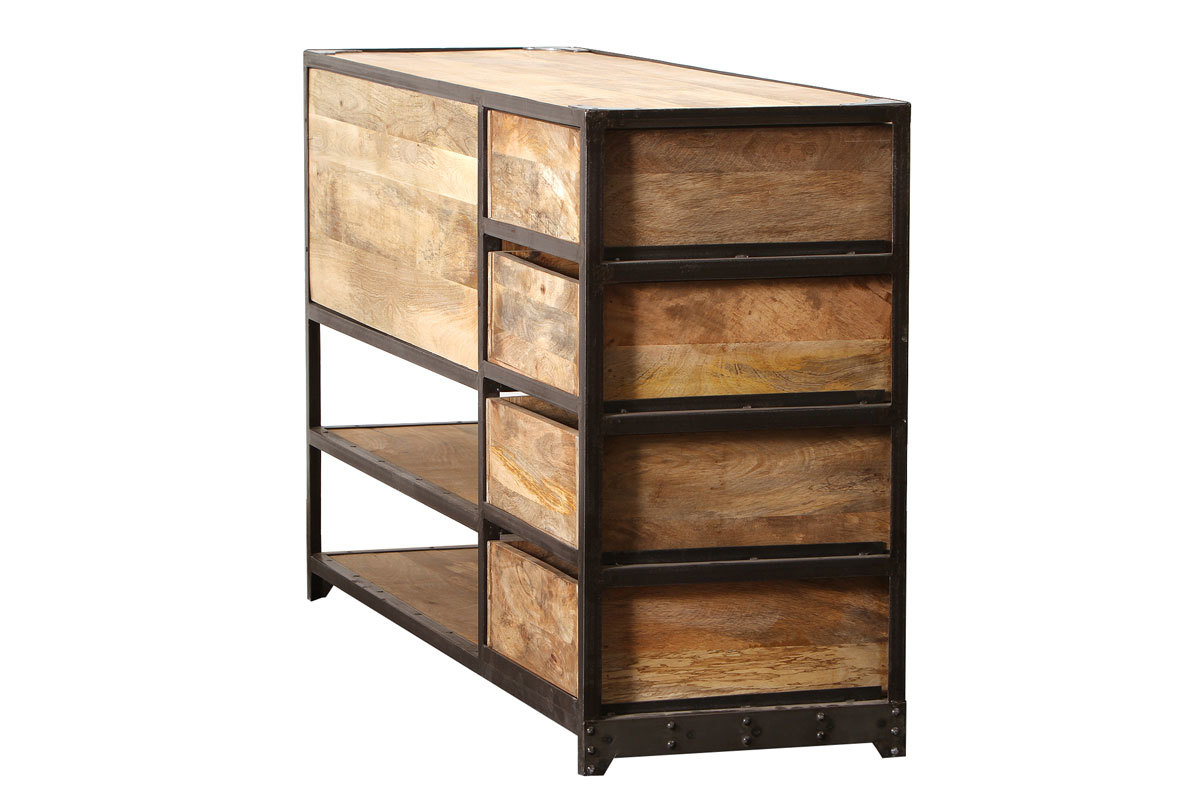 Buffet design industriale legno massiccio INDUSTRIA