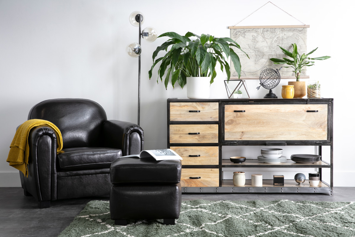Buffet design industriale legno massiccio INDUSTRIA