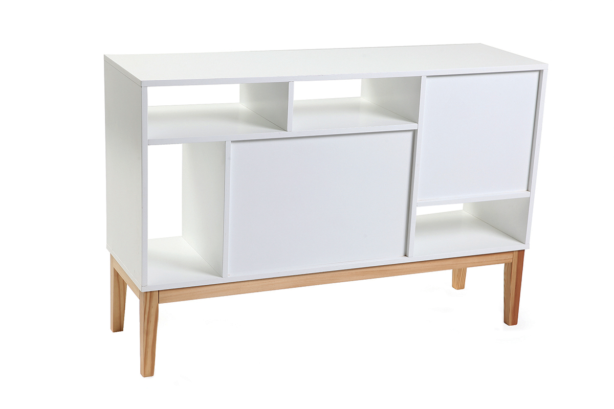 Buffet design laccato bianco opaco e legno SKAL
