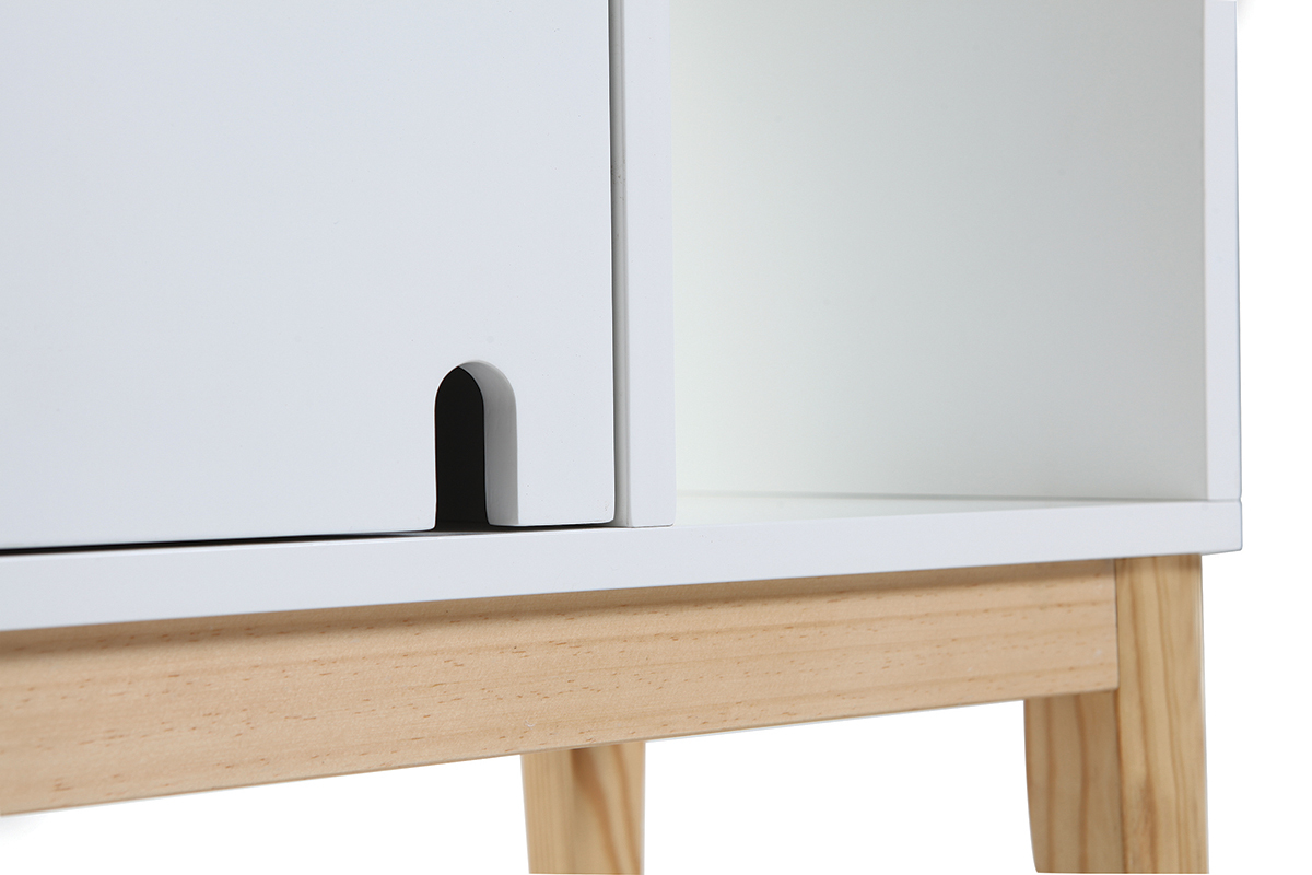Buffet design laccato bianco opaco e legno SKAL
