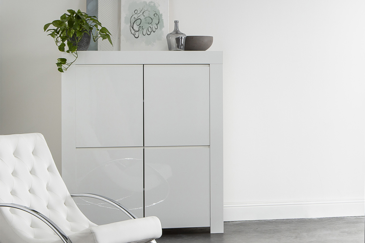Buffet design quadrato 4 ante laccato bianco ERIA