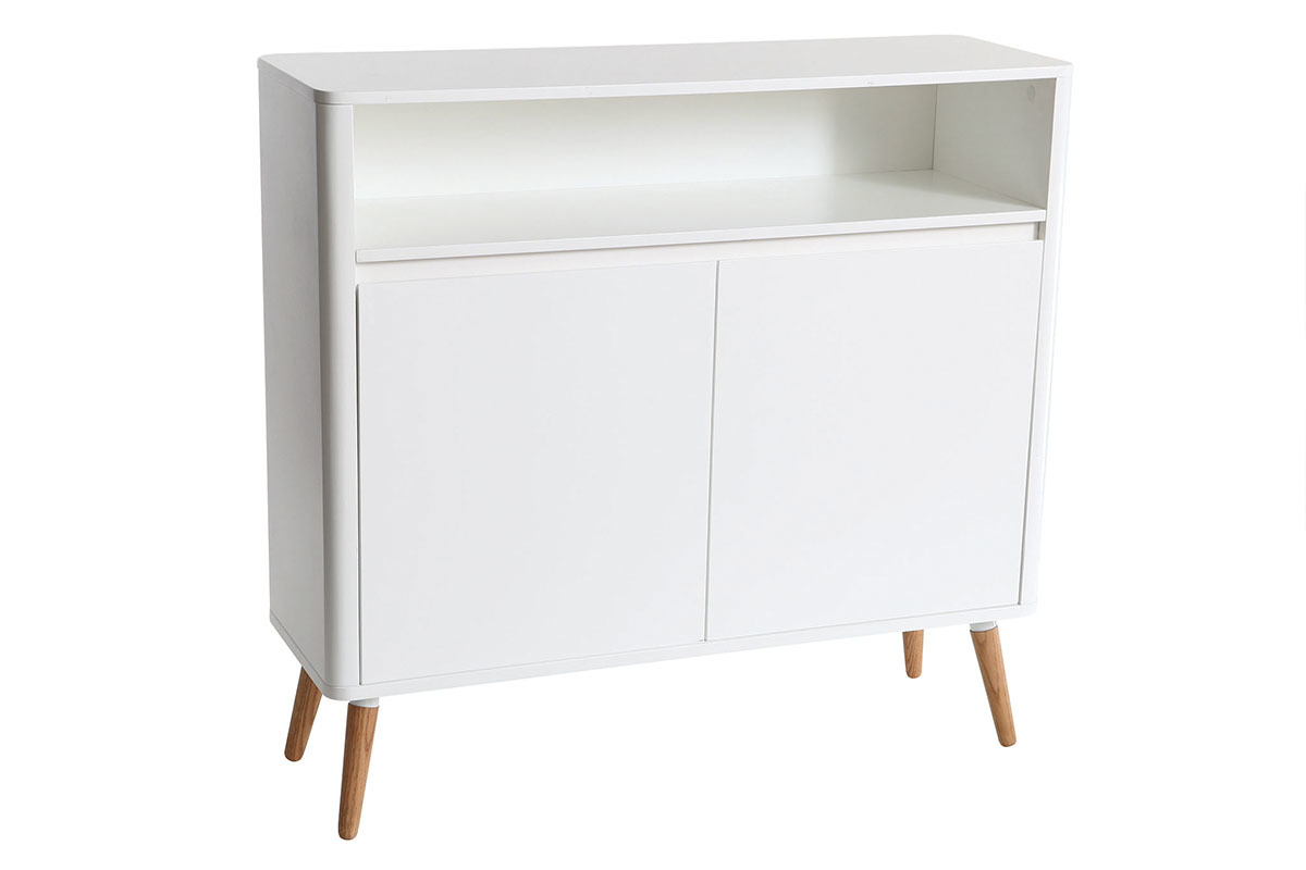 Buffet design scandinavo bianco e legno TOTEM