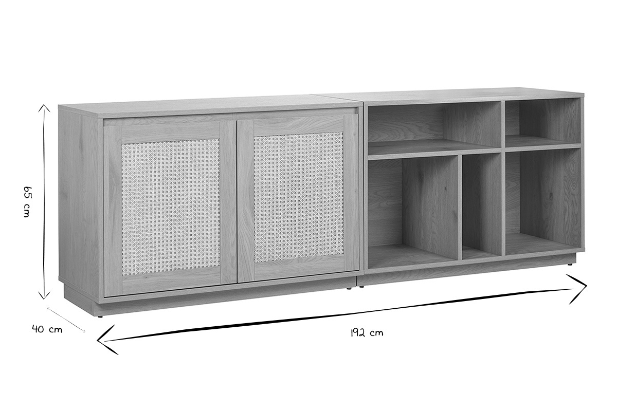 Buffet SIVIGLIA 2 porte, dimensioni L192 x H65 x P40 cm, in nero e bianco.