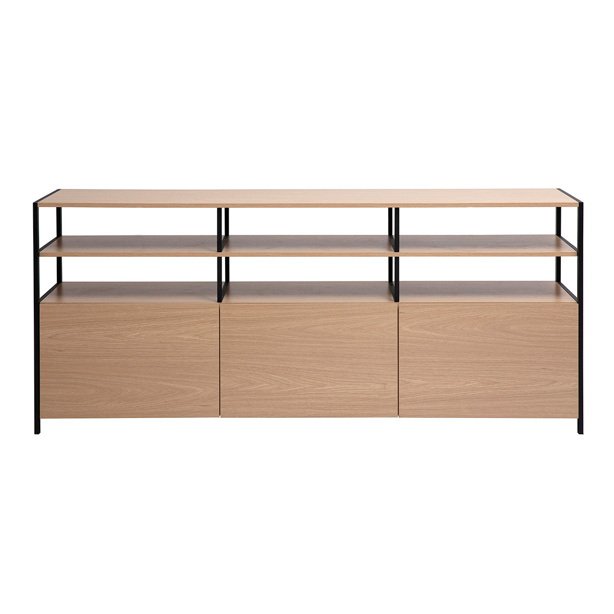 Buffet finitura legno chiaro quercia e metallo nero L180 cm MAXENCE