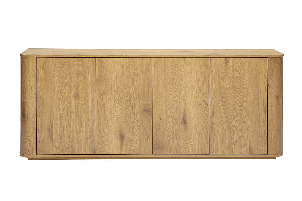 Buffet in legno chiaro in rovere con 4 ante, vista frontale
