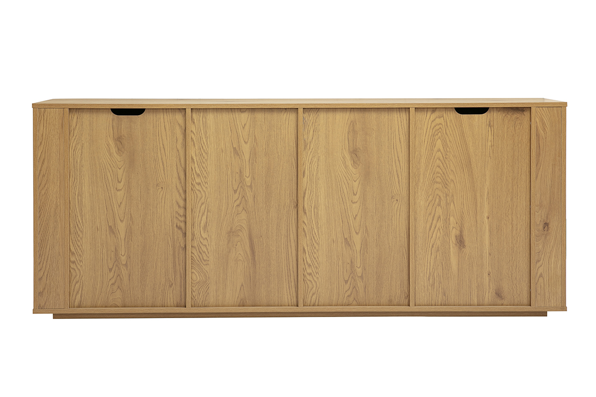 Buffet in legno chiaro rovere, 4 ante, vista da dietro, L180 cm