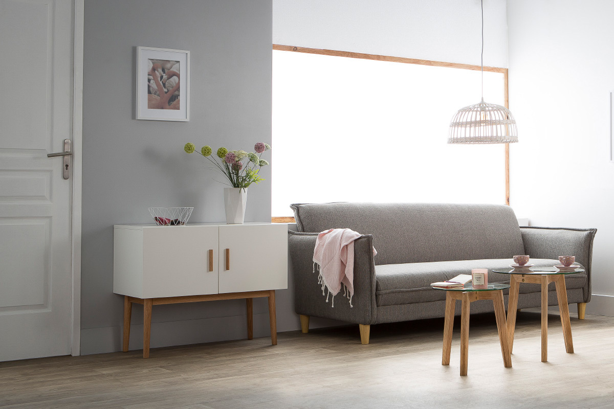 Buffet in legno naturale e bianco 2 ante GILDA