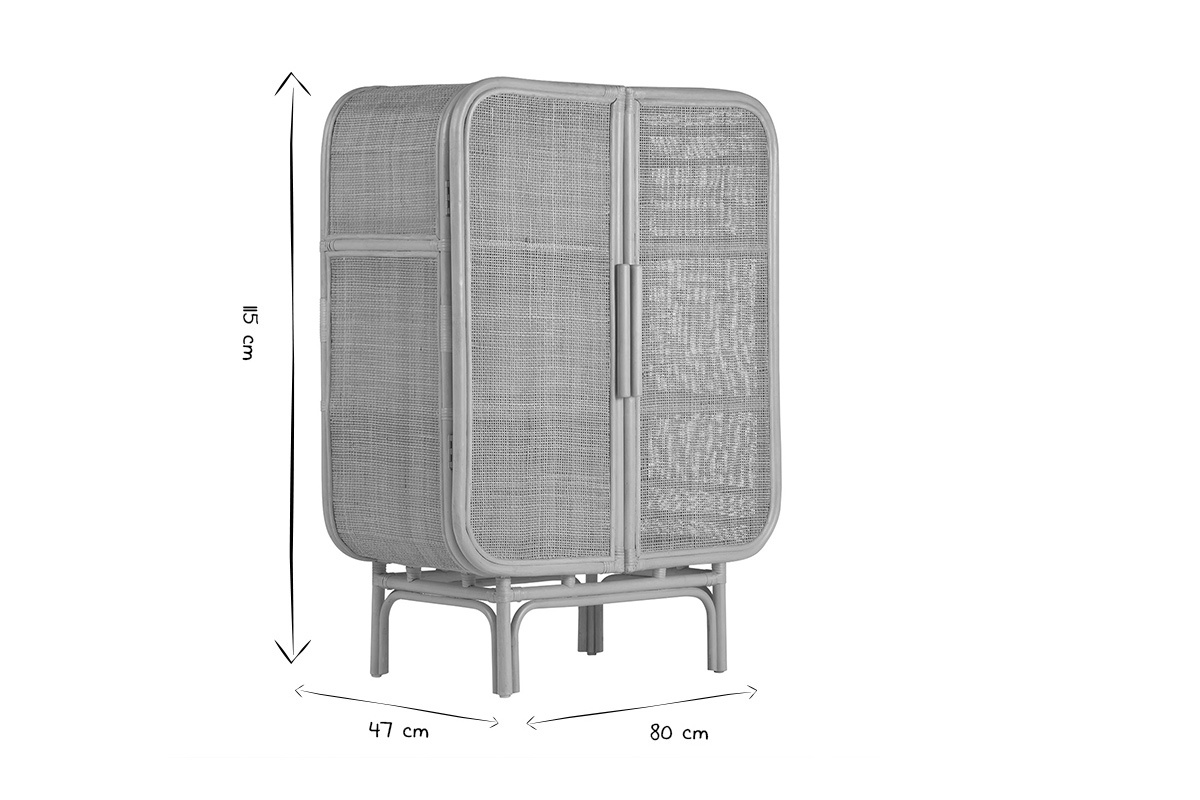 Buffet in rattan a 2 ante L80 cm LUWAK