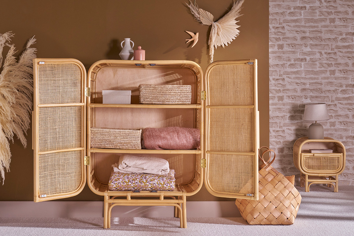 Buffet in rattan a 2 ante L80 cm LUWAK