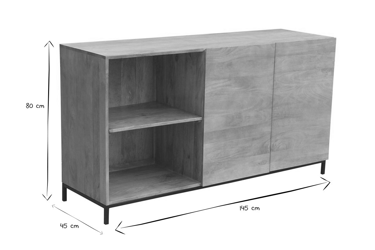 Buffet industriale legno di mango e metallo YPSTER