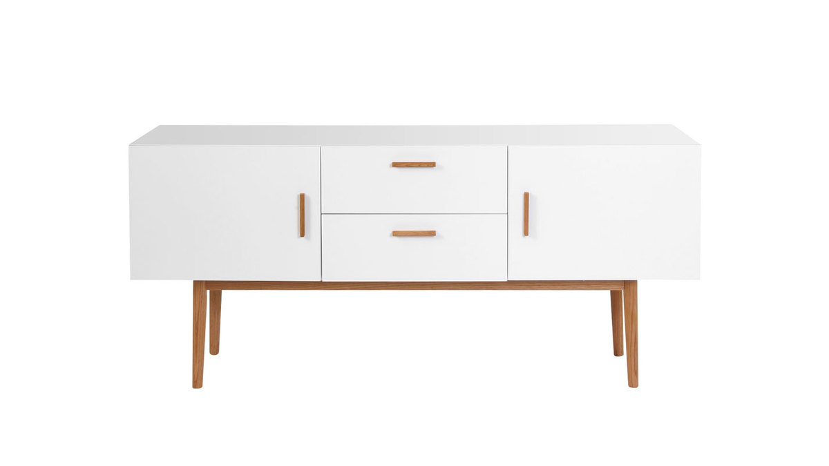 Buffet legno naturale e bianco 2 ante 2 cassetti GILDA