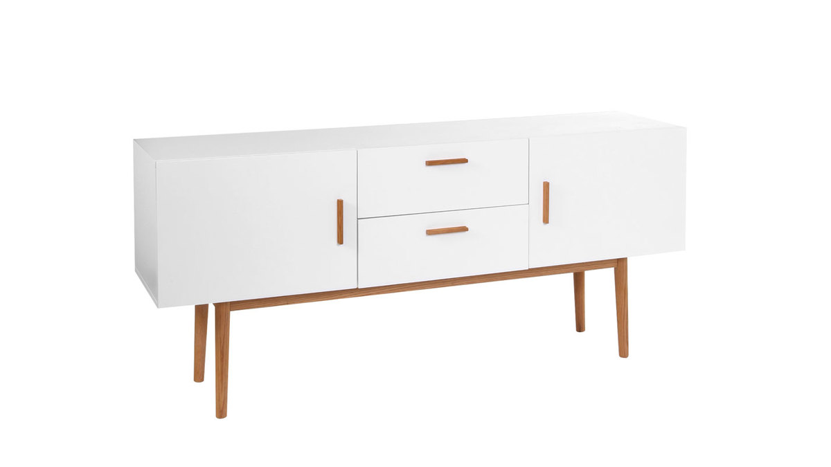 Buffet legno naturale e bianco 2 ante 2 cassetti GILDA