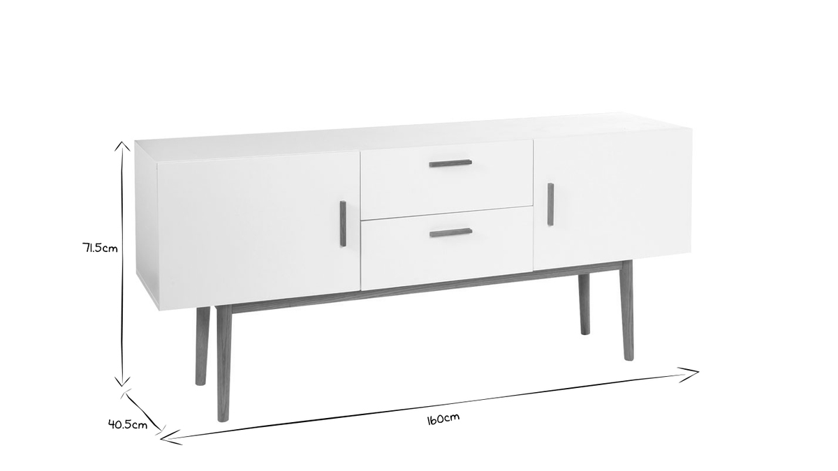 Buffet legno naturale e bianco 2 ante 2 cassetti GILDA