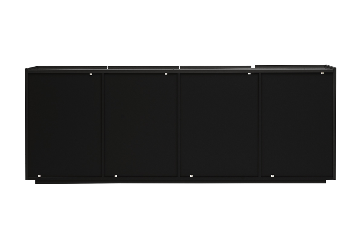 Buffet nero lucido 3 porte 4 cassetti L200 cm ISAURE