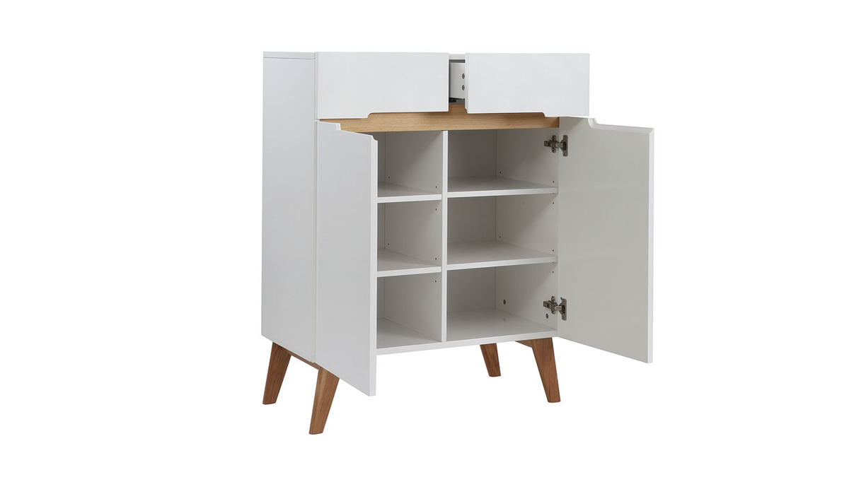 Buffet scandinavo bianco e frassino 80cm MELKA