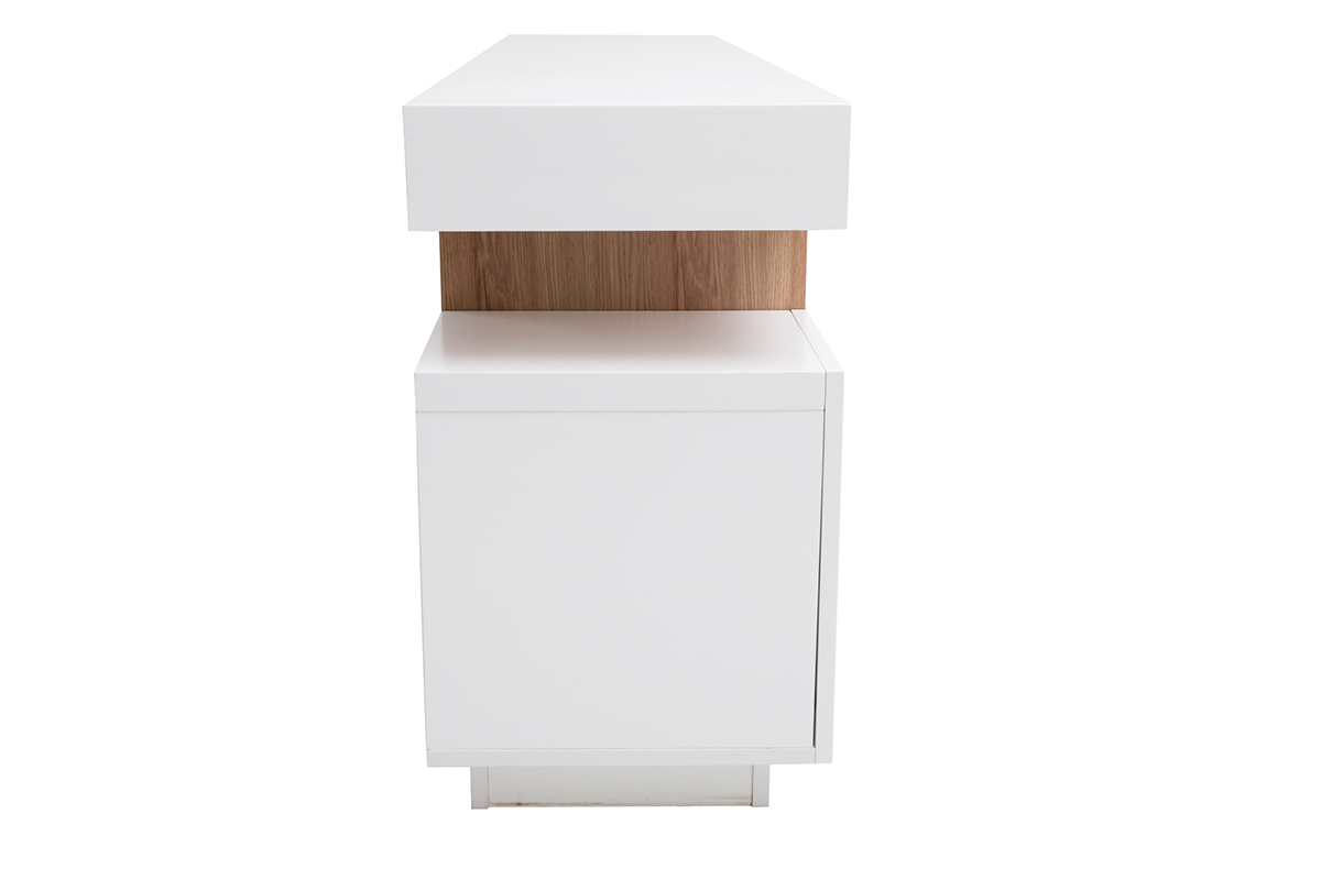 Buffet scandinavo bianco laccato lucido e legno con 4 porte L180 cm LIVO