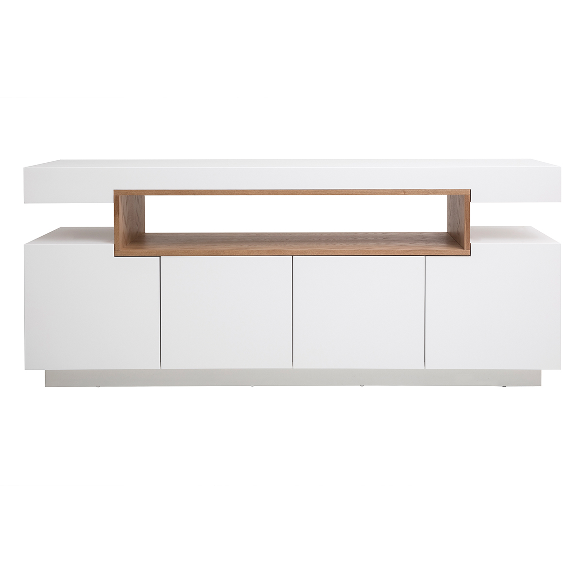 Buffet scandinavo bianco laccato lucido e legno con 4 porte L180 cm LIVO