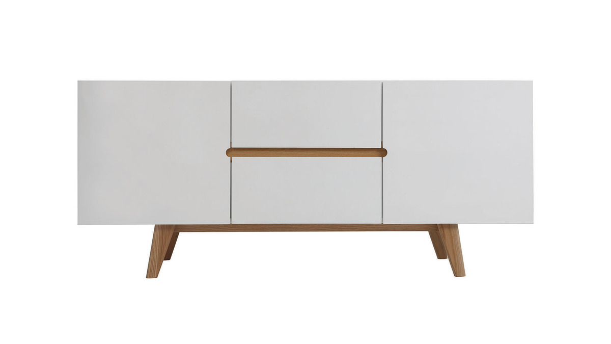 Buffet scandinavo bianco lucido e frassino 160cm MELKA