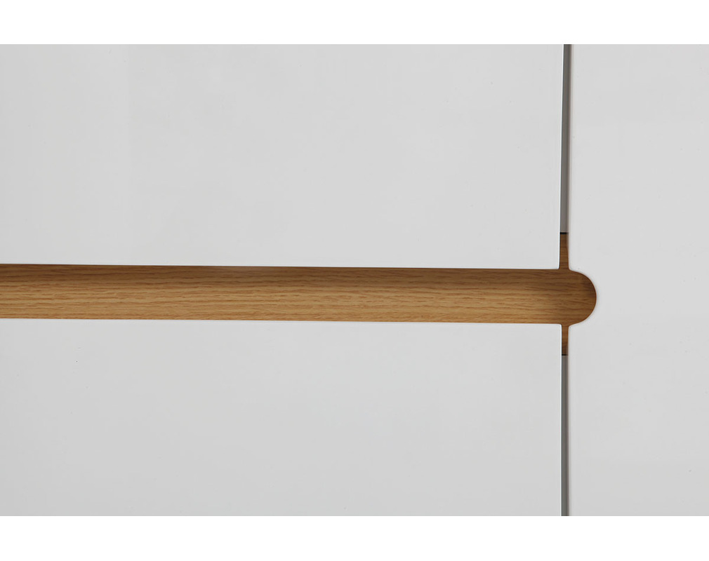 Buffet scandinavo bianco lucido e frassino 160cm MELKA - Droite Buffet scandinavo bianco lucido e frassino 160cm MELKA