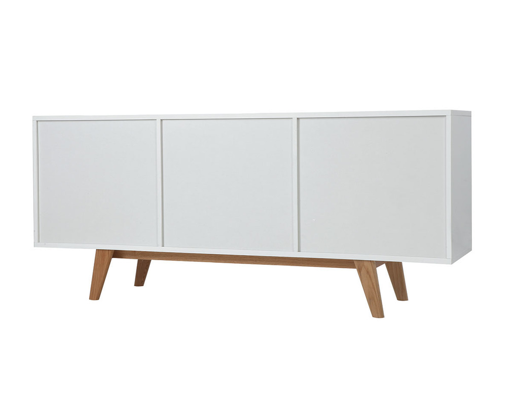 Buffet scandinavo bianco lucido e frassino 160cm MELKA - Matiere Buffet scandinavo bianco lucido e frassino 160cm MELKA