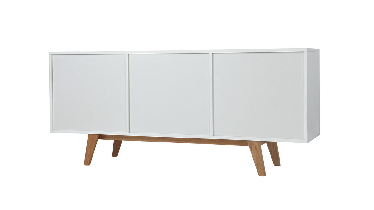 Buffet scandinavo bianco lucido e frassino 160cm MELKA