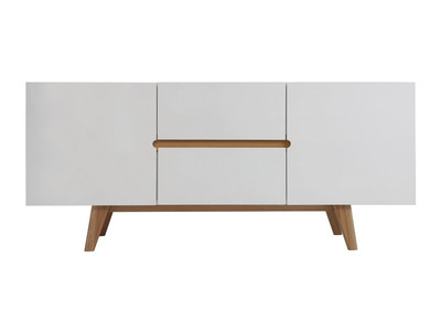Buffet scandinavo bianco lucido e frassino 160cm MELKA - Buffet scandinavo bianco lucido e frassino 160cm MELKA