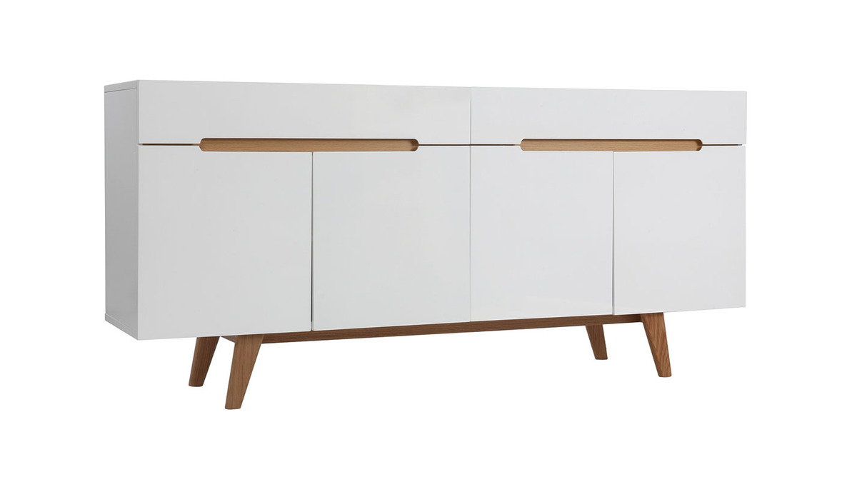 Buffet scandinavo bianco lucido e frassino 180cm MELKA