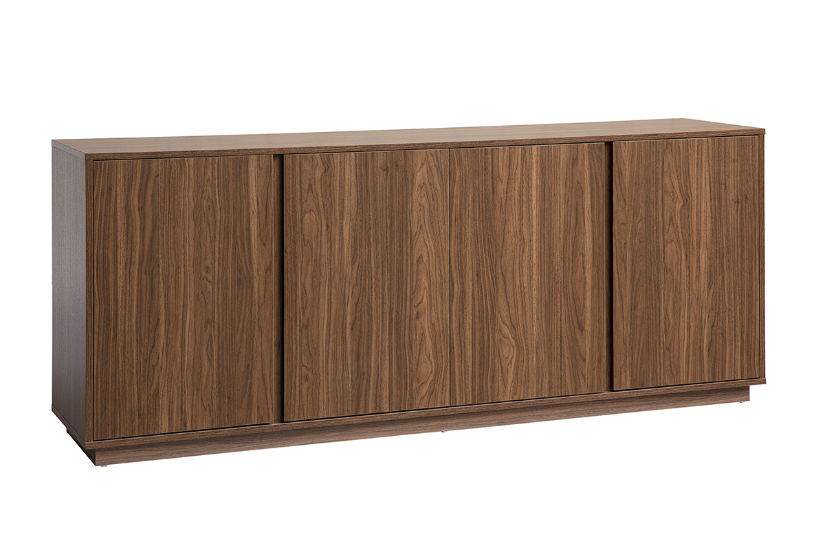 Buffet vintage 3 ante in legno di noce, vista da 3/4.