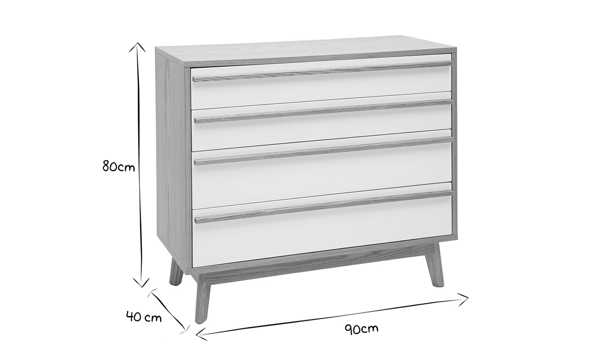 Cassettiera 4 cassetti design scandinavo HELIA