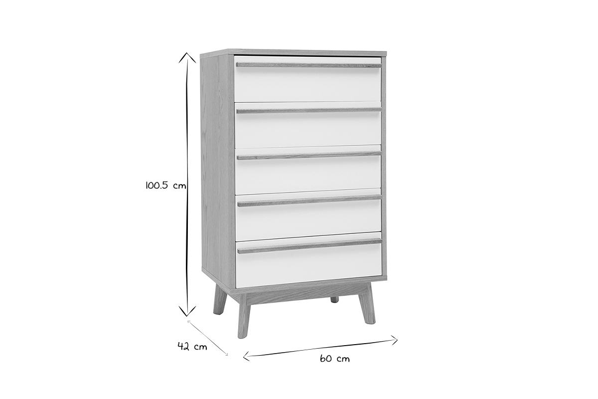 Cassettiera 5 cassetti design scandinavo HELIA