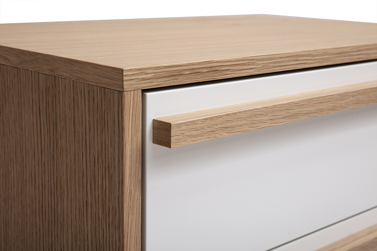 Com� scandinavo HELIA in legno chiaro e bianco, vista ingrandita.