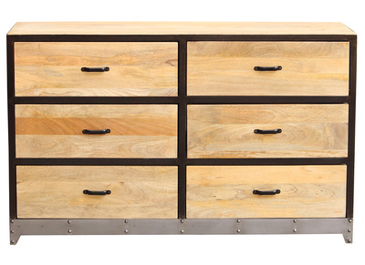 Cassettiera 6 cassetti legno e metallo INDUSTRIA